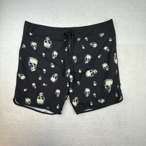 Midnight Hour shorts 40 Black Skull Print Board Shorts Mens Trunks- spots